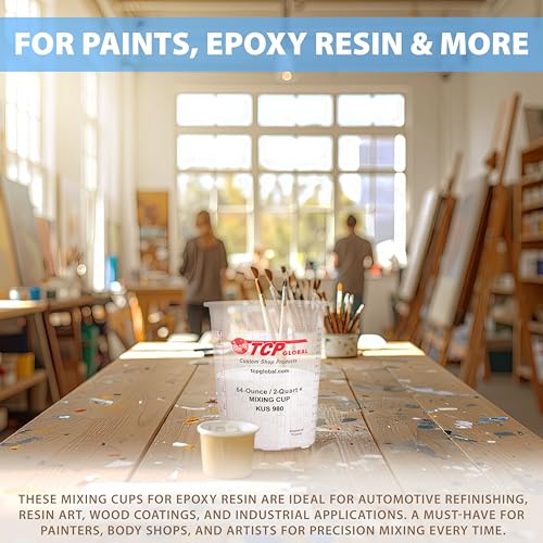 Custom Shop Paint Mixing Cups, 64-Ounce, 12 Pack, Plastic Measuring Cups