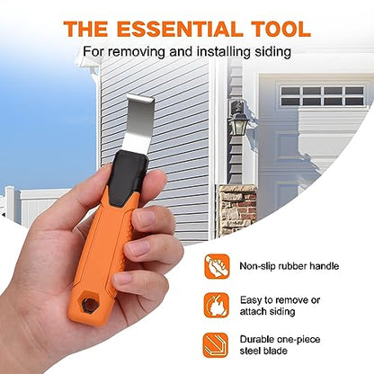 Vinyl Siding Removal Tool with Extra Long Handle- Steel Blade Non-Slip Grip Handle for Installation and Removal Tool Avoid Damaging Vinyl Siding Tool (1)