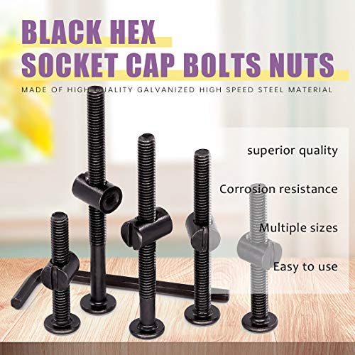 Swpeet 120Pcs Crib Hardware Screws, Black M6 × 40/50/60/70/80mm Hex Socket Head Cap Crib Baby Bed Bolt and Barrel Nuts with 1 x Allen Wrench Perfect for Furniture, Cots, Crib Screws 15/20/25/30/35 - size: M6*40mm-80mm