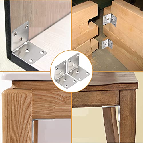 20PCS L Brackets Corner Bracket 2"x2"x2", Heavy Duty Corner Brace for Wood, Right Angle Brackets, 50MM 2Inch Wide 90 Degree Bracket for Wooden Frame Furniture Shelves Chairs - size: 2"x2"(Silver)