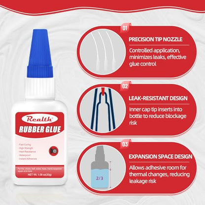 Realth Rubber Glue 30g 2 Pack Fast-Drying Strong - size: 60g, style: Rubber Glue