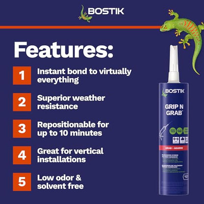 BOSTIK Grip n Grab 9.5oz Instant Grab Premium Heavy Duty Adhesive Glue
