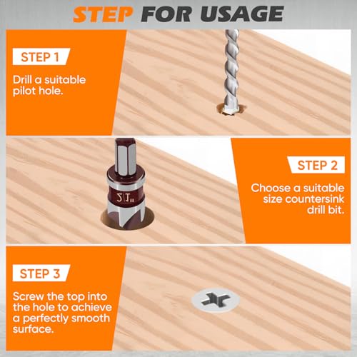 5 PCS Countersink Drill Bit Set, 82-Degree HSS, Size 1/4"-3/4"