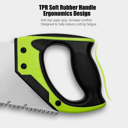 18 Inch Hand Saw, Upgraded Heavy Duty Wood Saw with Chip Removal Design Rust-proof Handsaw for Sawing Pruning Gardening Wood Plastic and Drywall - color: Green-18 Inch Upgraded