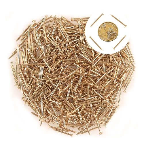 newlng 500PCS Small Nail Round Head Tiny Nails String Art Nails Hand-Made Hardware Accessories Fasteners Mini Nail 1.5mm X 25mm/0.06"X1"(DXL) Golden - color: Golden1.5*25mm