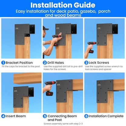 Post Bracket Stainless Steel, L Shape & 6"x6" (Actual 5.6x5.6) , Fit Wood Beams Bracket, Connector for Deck Patio Post, Gazebo, Garden, Yard, 2 Pcs - style: L shape