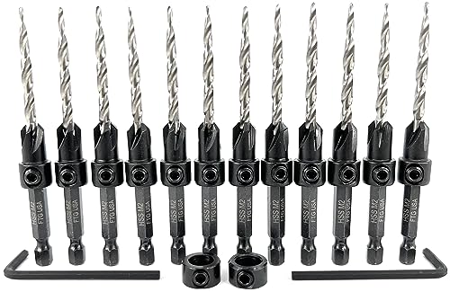 FTG USA 12 Pc #8 (11/64") Countersink Drill Bit Set with Tapered Drill Bits - size: #8, style: Same Sort 12 Pc
