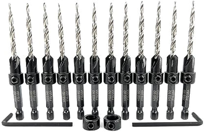 FTG USA 12 Pc #8 (11/64") Countersink Drill Bit Set with Tapered Drill Bits - size: #8, style: Same Sort 12 Pc