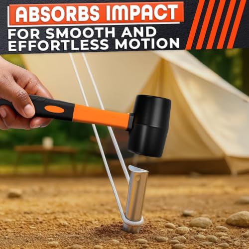 Rubber Mallet Hammer 8 Oz, Soft Face Non-Marring Head (Orange) - color: Orange
