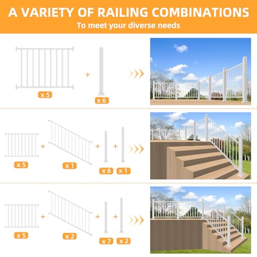 47in Deck Railing Post with Screws - color: White-1, size: 47in Post for Stair Railing