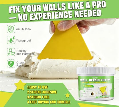 Drywall Repair Kit, 10.6oz Spackle Paste with Patches & Tools for Wall Fix - size: 300g