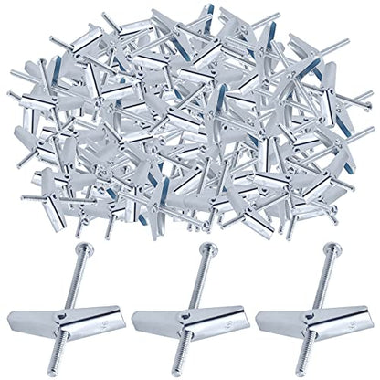 Glarks 60Pcs 3/16'' Zinc Plated Steel Round Head Toggle Bolt and Wing Nut for Hanging Heavy Items on Drywall (3/16'') - size: 3/16''
