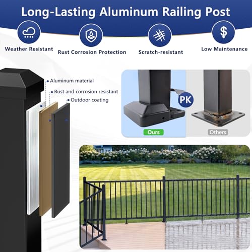 2 Pack 39in x 2in Modular Real Aluminum Deck Railing Post for Deck - color: The Post 39in - 2Pack