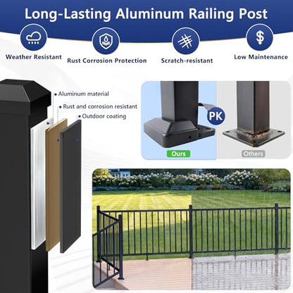3 Pack 39in x 2in Modular Real Aluminum Deck Railing Post for Deck - color: The Post 39in - 3Pack