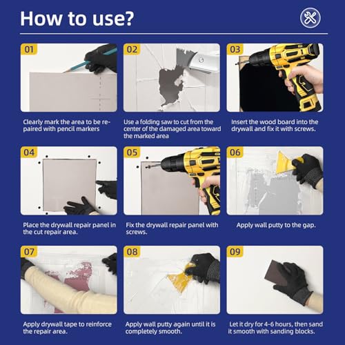 Drywall Repair Kit with 16"x16" Panel - Large Hole & Ceiling Patch - style: 16" Professional Kit