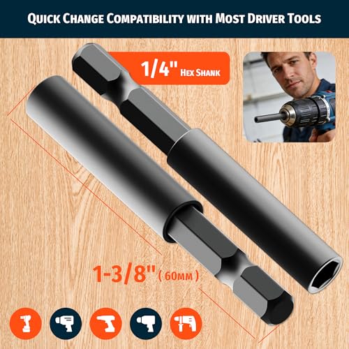 14PCS Spade Drill Bit Set, Paddle Flat Bits 1/4"–1-1/2", Quick-Change Hex Shank Wood Drill Bits with Storage Pouch for Woodworking