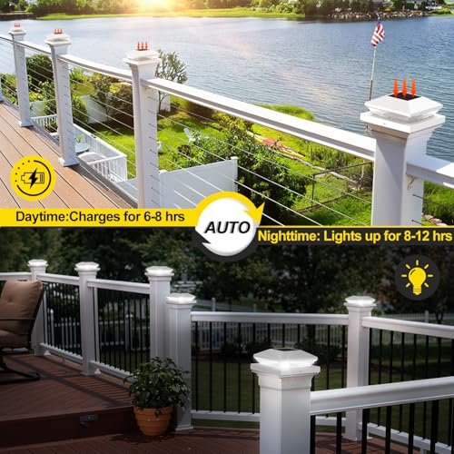 T-SUN Solar Post Cap Lights 12 Pack, 2 Modes Fence Post Solar Lights White - color: White-Warm & Cool White, size: 12 Pack