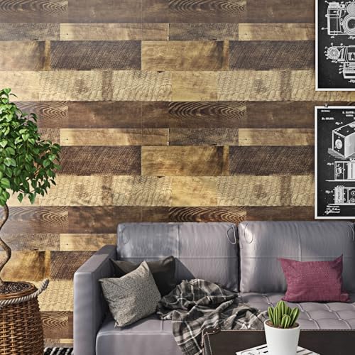 Livelynine 15.8x197 Wood Contact Paper for Floors Waterproof Renter Friendly Floor Peel and Stick Wood Planks for Walls Bathroom Vinyl Plank Flooring Roll Self Adhesive Vinyl Wrap for Countertops - size: 15.8x197 Inch