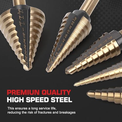 5Pcs Step Drill Bit & 5Pcs Countersink Drill Bit Set - size: 11pcs