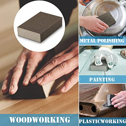 16Pcs 120 Grit Sanding Blocks, Jamiikury Fine Sanding Sponge Washable and Reusable, Wet Dry Sandpaper Sponge for Wood Metal FurniturePaint and Drywall - size: 120 Grits