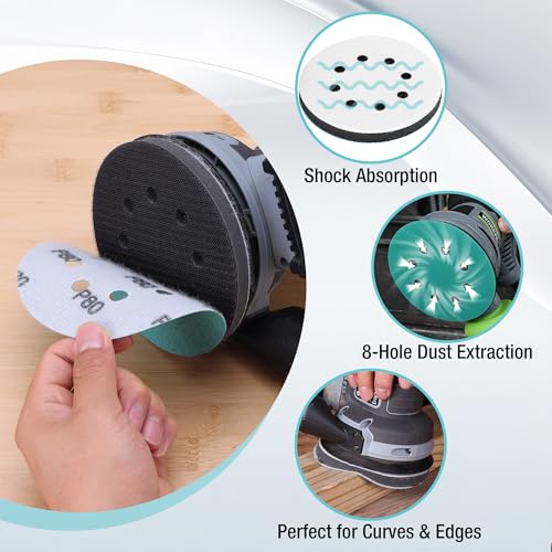 WORKPRO 5 Inch Orbital Sander Interface Pads and Sanding Discs - style: 3 Pads + 3 Sandpapers