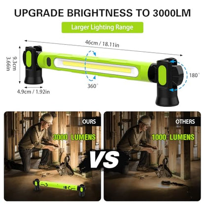 ERAY Magnetic Work Light Bar with Hooks 6000mAh /3000LM for Mechanics - color: Green