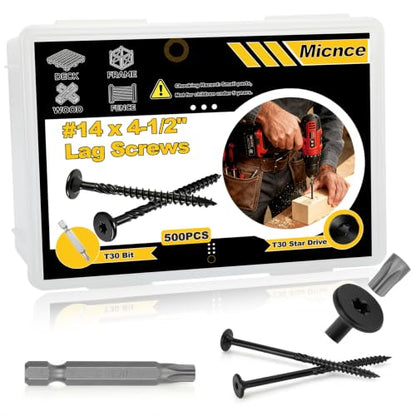 #14 x4-1/2'' Heavy-Duty Outdoor Deck Screws,Multi-Purpose Framing Screws - size: #14 x 4-1/2"