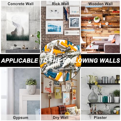 550Pcs Drywall Anchors and Screws Kit,275 Plastic & Heavy Duty Zinc Self-Drilling Anchors and 275 Flat Head Screws,Multiple Sizes Anchors for Drywall Hanging and Mounting