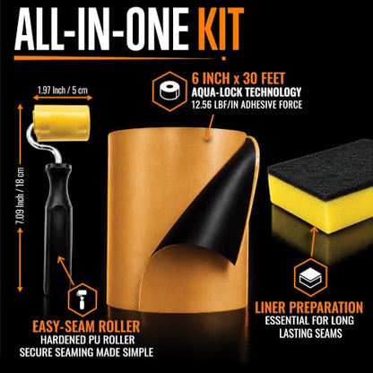 EPDM Seam Tape, Double Sided Butyl Rubber Roofing Adhesive, 30 ft x 6 in