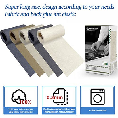 KING MOUNTAIN Canvas Iron on Patch,3"×60",Waterproof 100% Cotton Fabric Repair Patch,Used for Various Sofa,Tent,Clothes,Seats,Suitcases (Beige Gray) - color: Beige Gray, size: Canvas-3"x60"