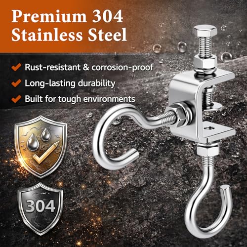 Moxweyeni 6 Pack C Clamp with J Hook, 1 Inch Heavy Duty Beam Clamp Hanger