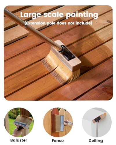 Voomey Deck Stain Brush 5 Pack – Threaded Long Handle Brush for Wood Deck, Fence Staining & Painting - size: 7.5inch(5pcs)