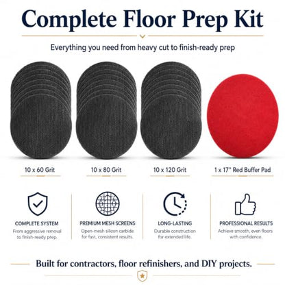 17" Sanding Screen Discs with Buffer Pad,10 Pack 80 Grit Mesh Floor Sanding Screen - for Wood Floor,Epoxy Maintenance - size: # 80 10+1Pack