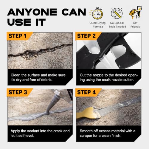 Concrete Crack Filler 3-Pack Oil-Based Self-Leveling Concrete Sealant Gray