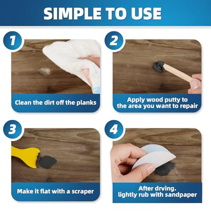 Deuvuo Black Wood Filler Putty, High-Performance Black Wood Filler Paste kit - Quickly Fix Wood Cracks and Blemishes with Wood Hole Filler - Paintable, Stainable, Sandable & Quick Drying - 9.87 Ounce - color: 9.87oz Black