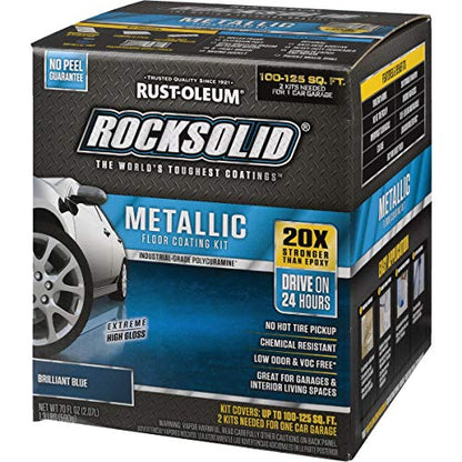 RockSolid Metallic Garage Floor Coating, Brilliant Blue - color: Brilliant Blue, size: 128 Fl Oz (Pack of 1)
