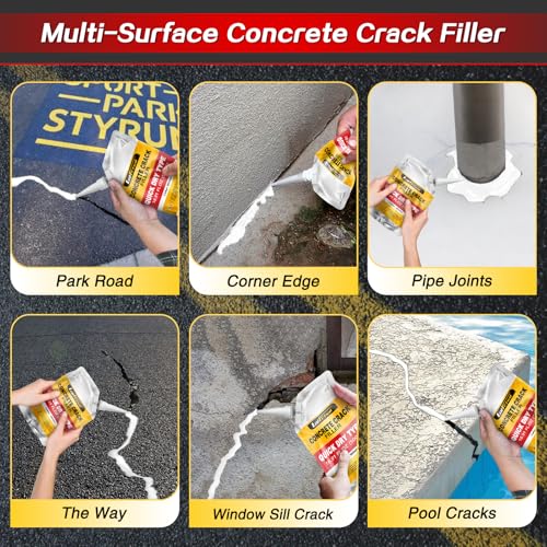 Concrete Crack Filler, Cement Crack Filler, Fast-Drying Crack Filler, Self-Leveling Caulking Sealan Effectively Repairs Cracks in Driveways, Sidewalks, Patios, and Window Sills (5 Pack - 5.5LB) - style: 5 Pack - 5.5LB