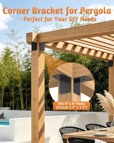 8PCS L Brackets Heavy Duty, 4X4X3.5 L Brackets for Wood Black