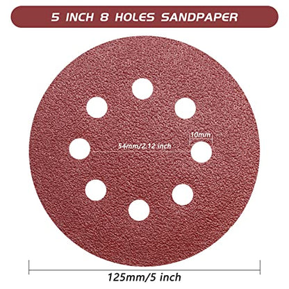 ZEHIQ 5 Inch 40 Grit Sanding Discs, 8 Hole Hook and Loop Sandpaper, 30 PCS