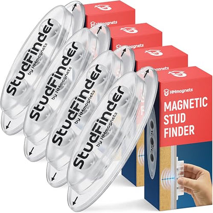 Powerful Magnetic Stud Finder PRO (Upgraded Version) Reinforced with 3 Neodymium Magnets - Durable, No-Battery Stud Detector Tool - Effortless, Deep Detection of Wood & Metal Studs in Walls | 4 Pack