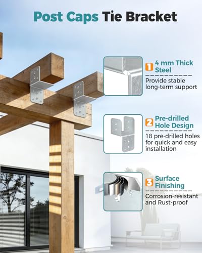 4x4 Pergola Post & Joist Anchor Bracket Kit Galvanized 4-Pack - color: Galvanized-4 Pcs