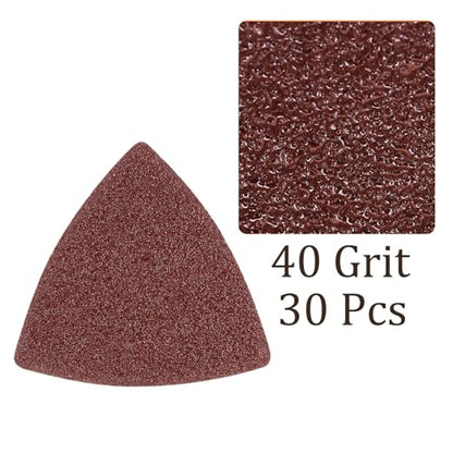 30pcs Mouse Sander Detail Sandpaper 40Grit 3-1/8" Triangle - size: 40 grit