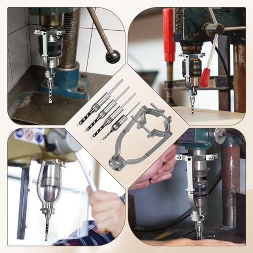 Woodworking Square Hole Drill Bits with Adapter, 1/4, 5/16, 3/8, 2/5, 1/2, 9/16, 5/8 Wood Mortising Chisel Set Wood Square Hole Mortising Chisel Drill Bit for Mortising Machines