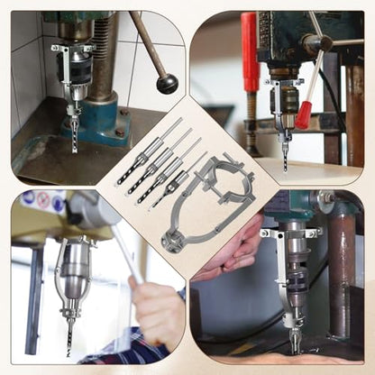 Woodworking Square Hole Drill Bits with Adapter, 1/4, 5/16, 3/8, 2/5, 1/2, 9/16, 5/8 Wood Mortising Chisel Set Wood Square Hole Mortising Chisel Drill Bit for Mortising Machines