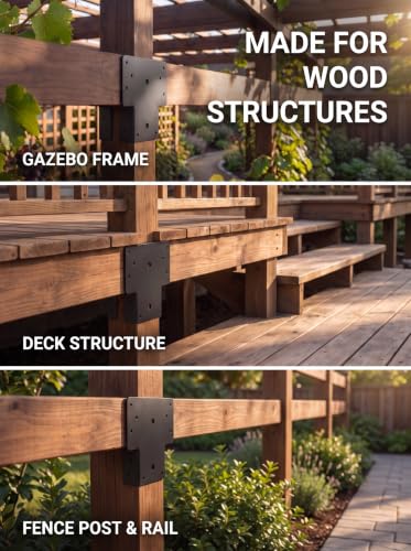 6x6 T-Shaped Column Beam Connectors Multi-Use Brackets for Pergolas - color: Black-6x6