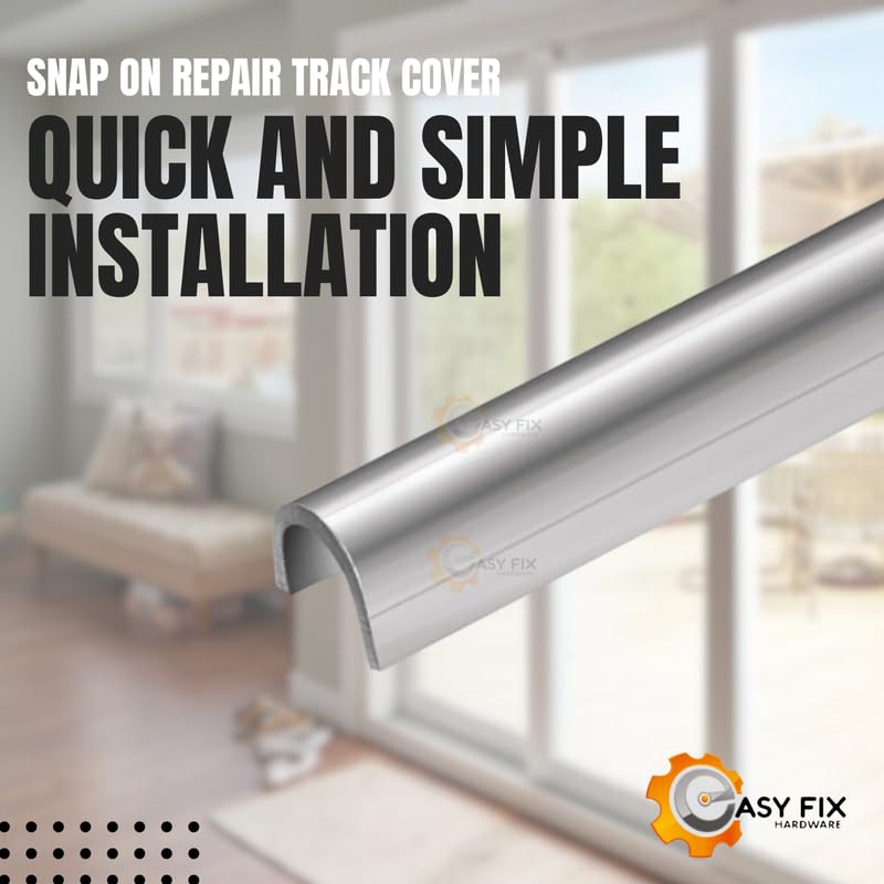 Hardware Sliding Patio Door Track Cover 1/4" Snap-On Stainless Steel Repair Cap, 2 ft Replacement Rail Cover for Compatible Sliding Glass Door Track Repair - size: 6 Feet