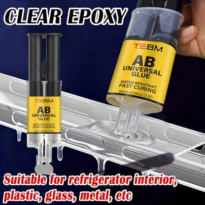 Clear ab Epoxy Glue Plastic Adhesive and Gap Filler Syringe Wood Fishing rods etc Waterproof Plastic Welding Repair Glue- 25 ml