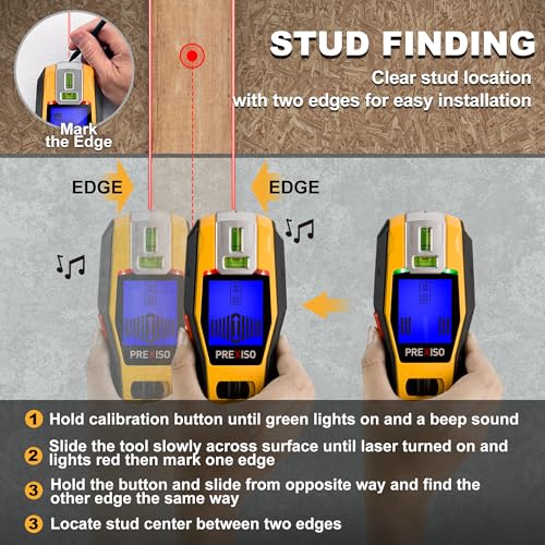PREXISO 2-in-1 Stud Finder with Laser Level, Rechargeable Cross Line Laser