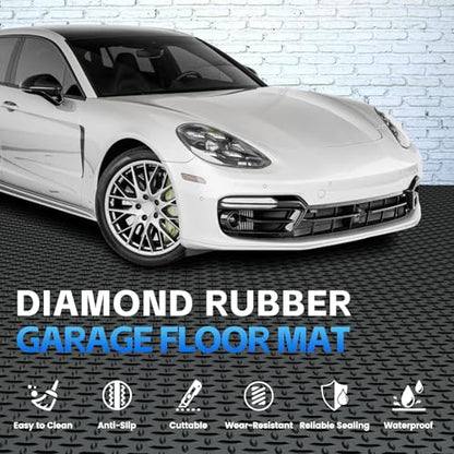 StellarStar 8x20 FT Garage Floor Mat, 2.8mm Thickened PVC Diamond Plate - color: Black, size: 8x20 FT
