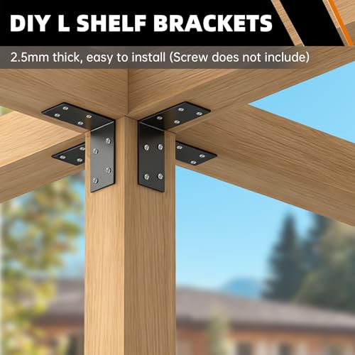 3"x3"x1.5" Steel Angle Bracket, 90 Degree L Corner Brace - size: （8PCS） Black